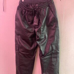 Muubaa utility pocket leather joggers in black (SIZE 8)